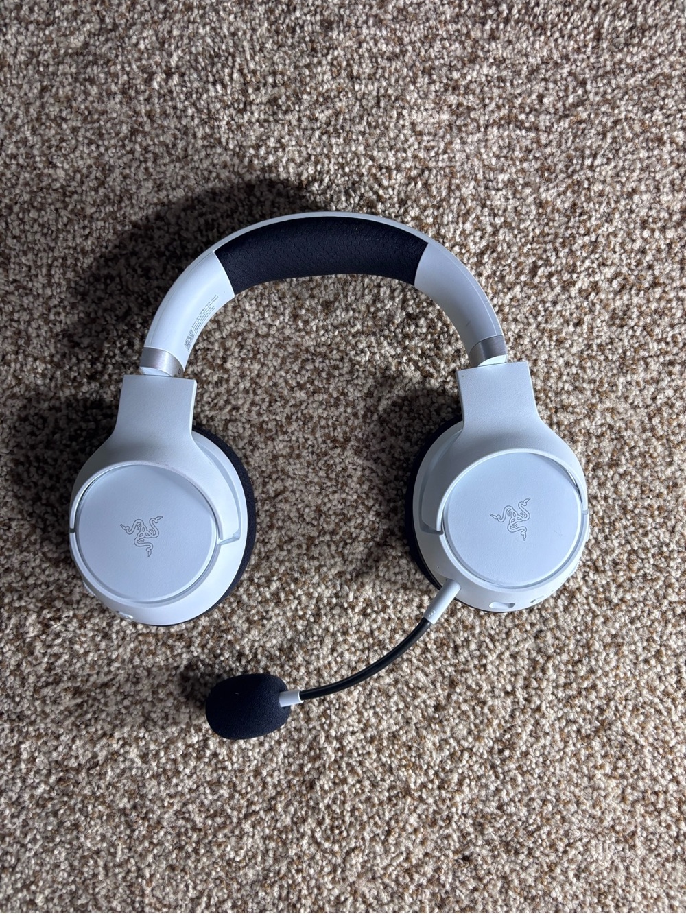 Razer White Over-Ear Gaming Headset with Detachable Boom Mic
